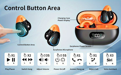 Écouteurs sans fil à conduction ouverte Bluetooth 5.4 TWS, perception ambiante à 360 degrés, appels clairs ENC, commandes tactiles, confort toute la journée, écouteurs de sport et de fitness, maintien sûr, conception véritablement ouverte
