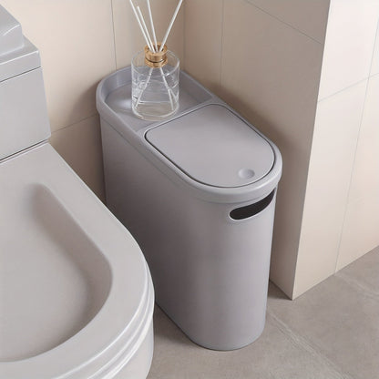 Petite poubelle de salle de bain avec poignées intégrées, lot de 1 ou 2 – Corbeille à papier en plastique antirouille, design gain de place pour salle de bain, buanderie et bureau, sacs poubelle inclus