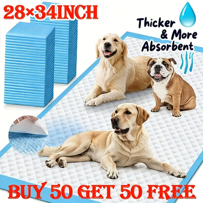 Alèses super absorbantes pour chiens, lot de 80 ou 100, élargies et épaissies - Protections d'apprentissage anti-fuites et anti-odeurs, 71 x 86 cm pour chiens de taille moyenne et grande, indispensables à la maison, en camping et en voyage