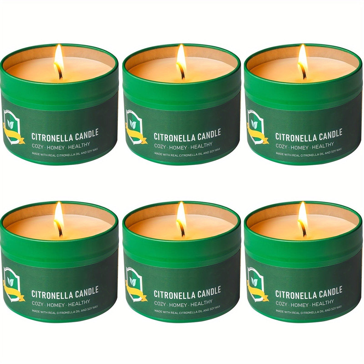 Lot de 6 bougies à la citronnelle pour extérieur, 125 g  chacune, 150 heures de combustion, répulsif naturel anti-moustiques pour terrasse, camping, barbecue, jardin, fête, véranda, décoration de maison, cadeau