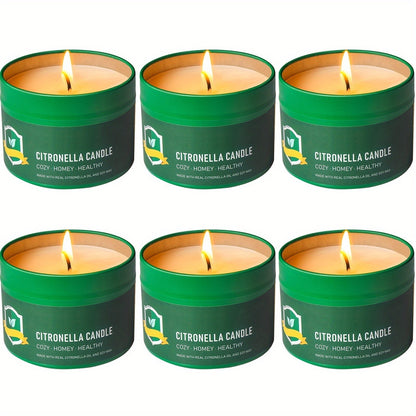 Lot de 6 bougies à la citronnelle pour extérieur, 125 g  chacune, 150 heures de combustion, répulsif naturel anti-moustiques pour terrasse, camping, barbecue, jardin, fête, véranda, décoration de maison, cadeau