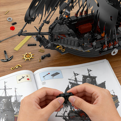 1713 Pcs Pirate Ship Building Toy Set Model Boat Kit Black Ship Home Office Desk Decor Halloween Christmas Gift for Adults Teens 14+ Building Blocks
