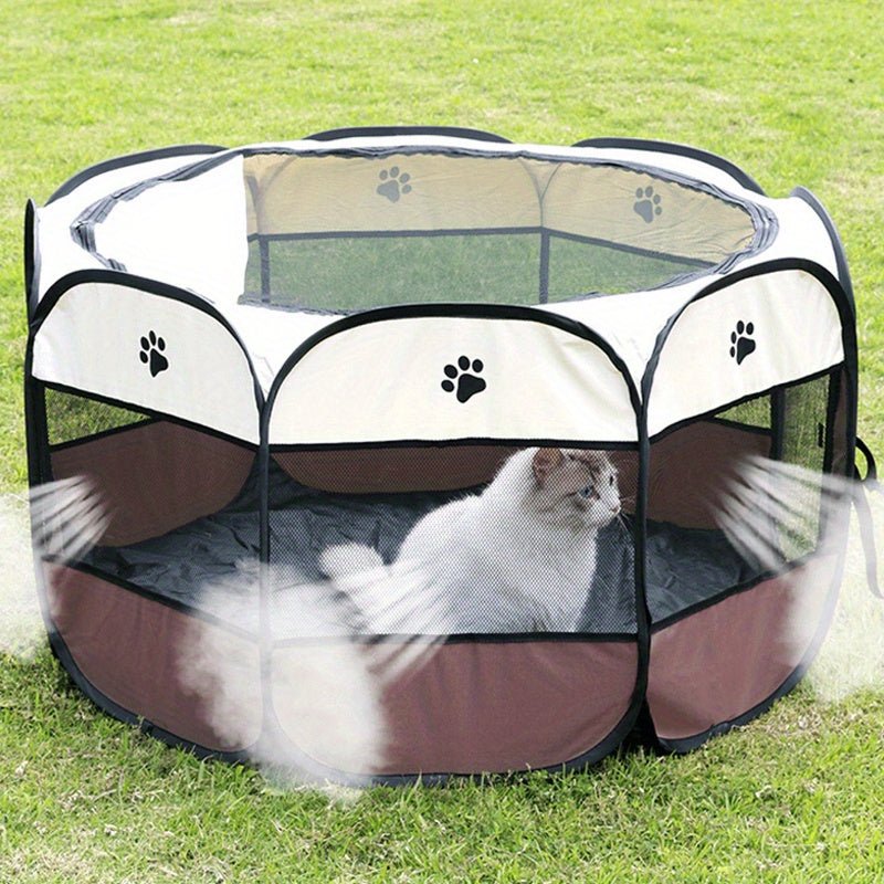 Parc pour animaux pliable et portable avec porte zippée – 3 tailles (S/M/L) Enclos grillagé rétractable pour chats, chiens, chiots et chatons, enclos anti-rayures pour intérieur et extérieur