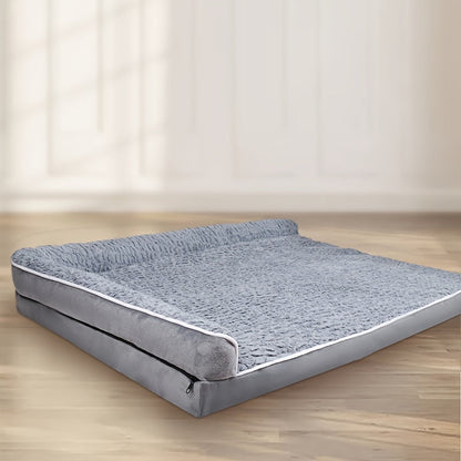 Canapé-lit pour grand chien en forme de L – Canapé pour animaux en tissu tricolore avec housse amovible et base antidérapante, lit orthopédique pour un sommeil profond, pour chiens de grande et moyenne taille