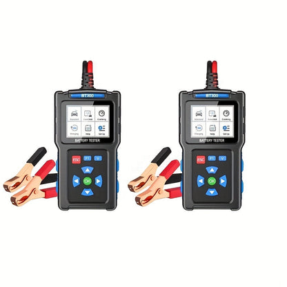 Testeur de charge de batterie de voiture 12V 24V BT300 - Analyseur numérique de batterie et d'alternateur automobile 20-2000 CCA, testeur de système de démarrage et de charge pour voitures, camions, motos, SUV, marine, AGM, gel et plomb-acide