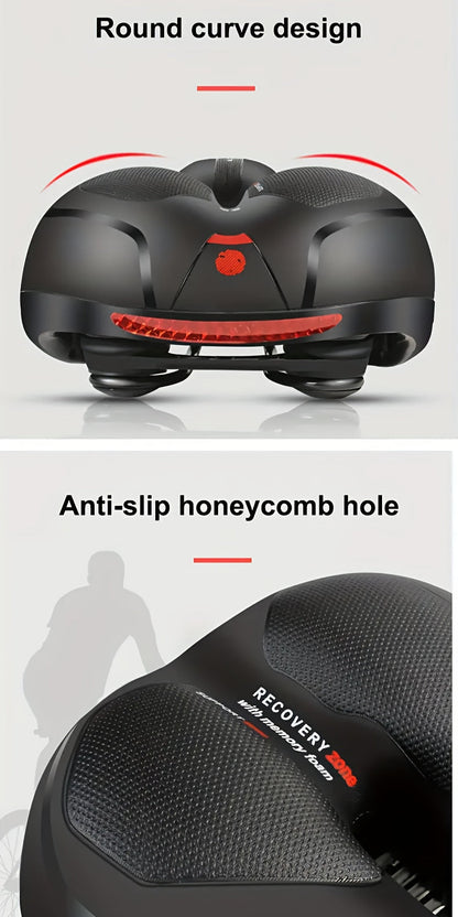 Selle de vélo rembourrée en gel, imperméable et absorbant les chocs – Coussin large en cuir et mousse souple avec bande réfléchissante pour vélos de ville, de montagne, de route et de sport, ajustement universel pour hommes et femmes