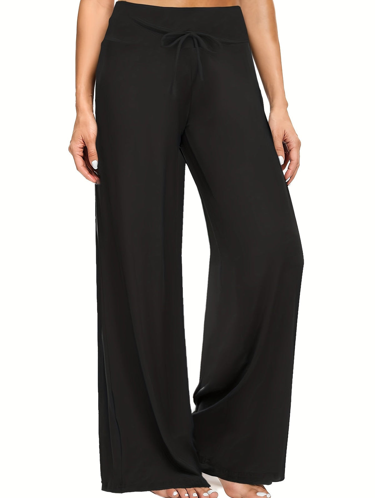 Pantalon palazzo large pour femme, lot de 4 – Pantalon fluide, extensible et décontracté à taille haute pour la plage ou la détente, pantalon habillé ample pour le quotidien, les vacances, l'été et grandes tailles – S à XXL, noir et couleurs assorties