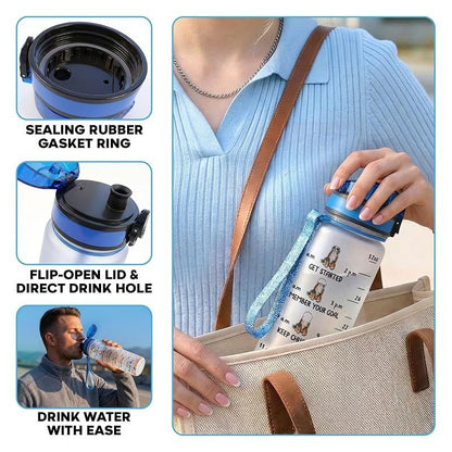 Gourde Bouvier bernois 950 ml avec marqueur temporel et couvercle rabattable – Gourde de sport motivante avec suivi d'hydratation et dragonne, cadeau réutilisable sans BPA pour les amoureux des chiens