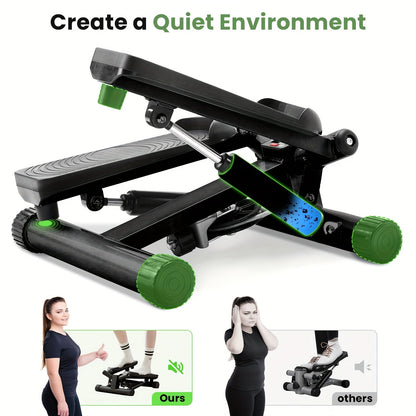 Mini stepper avec bandes de résistance – Stepper d'appartement portable pour entraînement à domicile, capacité de 135 kg, appareil de cardio complet pour jambes et bras