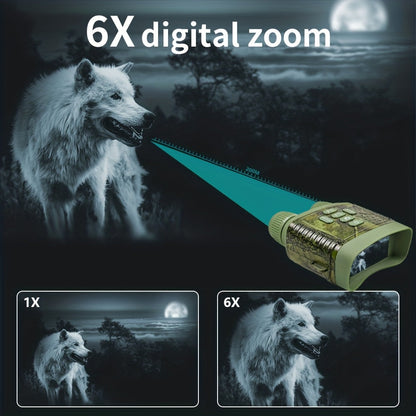 Jumelles de vision nocturne HD 2,5K – Écran HD de 3 pouces, zoom numérique 6X, lumière infrarouge à 7 niveaux, batterie 2000 mAh, vidéo et photo pour la chasse, l'observation de la faune et une utilisation nocturne en extérieur