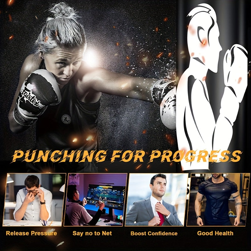 Sac de frappe sur pied 178 cm avec gants de boxe et pompe à air électrique | Sac de frappe gonflable pour adultes, hommes, femmes et adolescents | Gym à domicile, MMA, Muay Thai, kickboxing, entraînement fitness | Noir