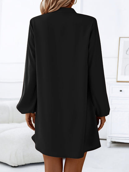 Robe midi évasée à col en V et manches longues pour femme, élégante, unie et boutonnée, idéale pour le printemps, l'été, les fêtes ou le quotidien