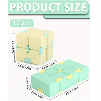 Infinite Flip Cube Puzzle Toy 6-24 Pack, Mini Brain Teaser Desktop Fidget Cube for Kids Adults, Relaxing Stress Relief Sensory Toy, Birthday Party Favor Halloween Christmas Thanksgiving Gift Random Colors