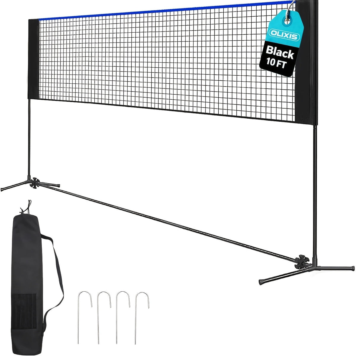 Ensemble de filet de badminton et volley-ball portable, hauteur et tension réglables, résistant aux intempéries avec sac de transport - Qualité professionnelle pour jardin, piscine, jeux sur terrain intérieur et extérieur