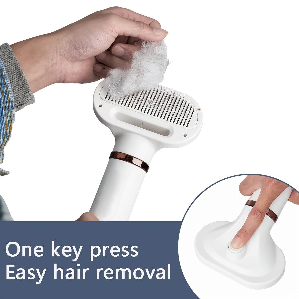 Sèche-poils pour animaux 2-en-1 avec brosse carde autonettoyante – Séchoir de toilettage portable pour chiens et chats, 3 réglages de température, silencieux, poils en acier inoxydable, outil de toilettage pour la maison et les voyages