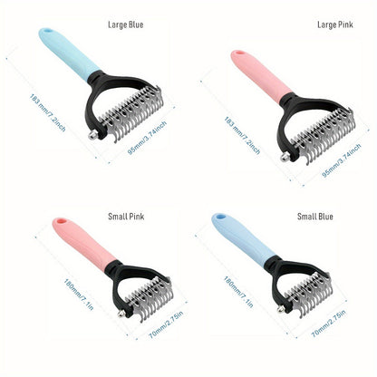 2-Pack Stainless Steel Pet Dematting Comb – Double-Sided Pin Grooming Tool for Cats & Dogs, High-Efficiency Detangler Brush Removes Knots, Tangles & Loose Hair