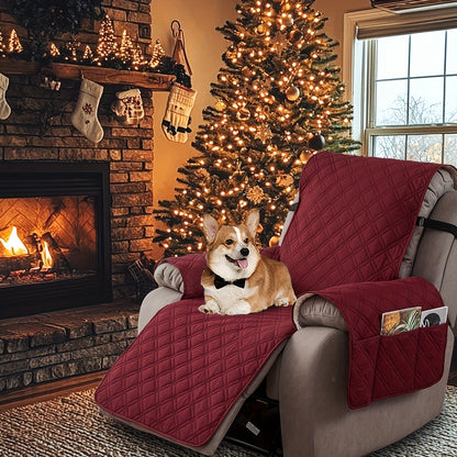 Housse de fauteuil inclinable imperméable avec poches latérales, sangles antidérapantes, tissu matelassé 4 couches, protection contre les animaux et les enfants, lavable en machine – 11 couleurs