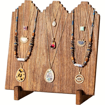 Présentoir à colliers en bois – Organisateur vertical rustique pour foires artisanales, vendeurs et décoration intérieure, base stable en bois durable, support de présentation pour colliers