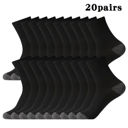 Lot de 20 ou 30 paires de chaussettes pour homme – Chaussettes de sport mi-mollet respirantes, chaussettes de sport à évacuation de l'humidité pour homme, taille unique