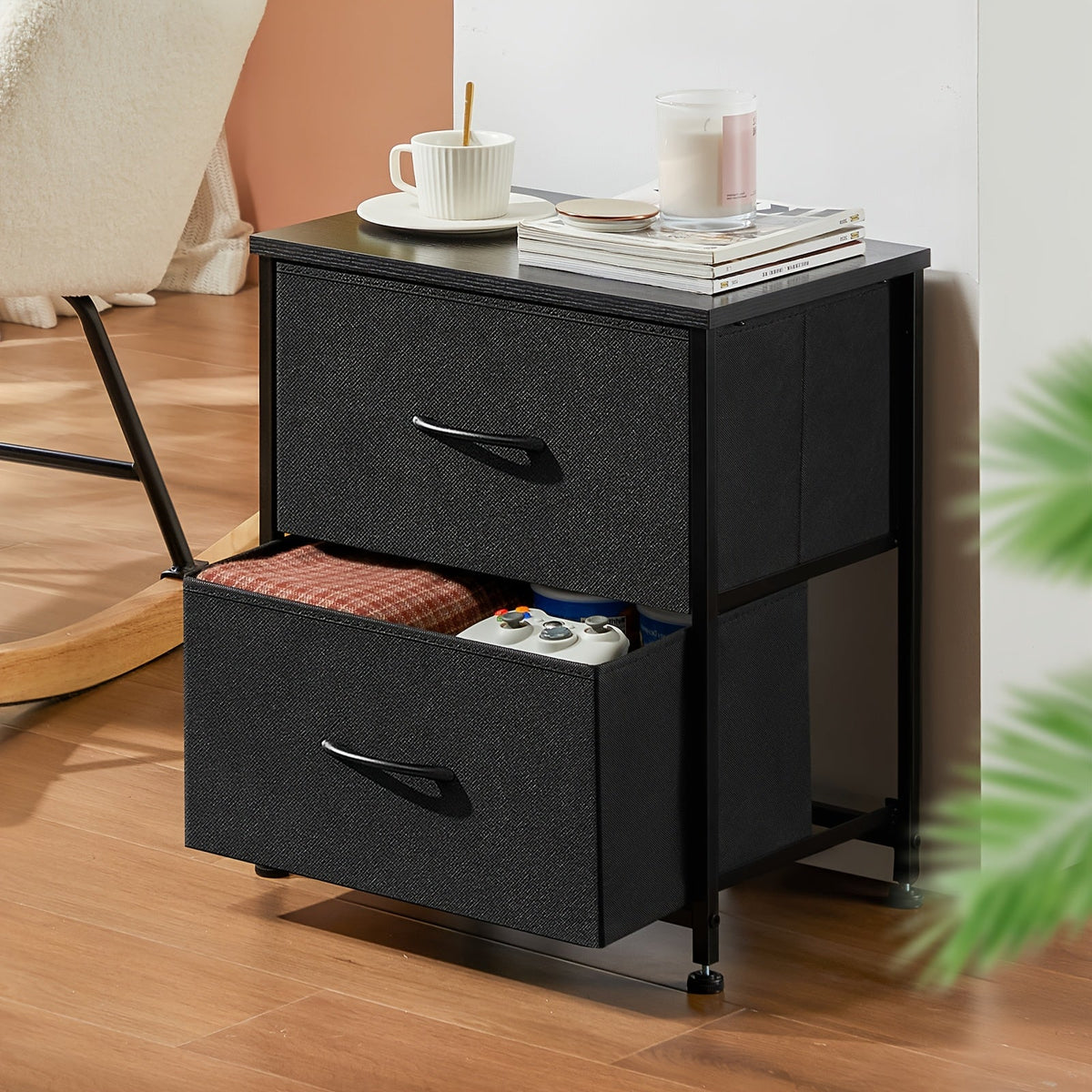 Meuble à tiroirs avec cadre en métal et dessus en bois massif – Organisateur de rangement pour bureau à domicile, 2 à 10 tiroirs, assemblage requis – Blanc, gris, noir, brun rustique – Caisson de rangement pour chambre, salon et bureau