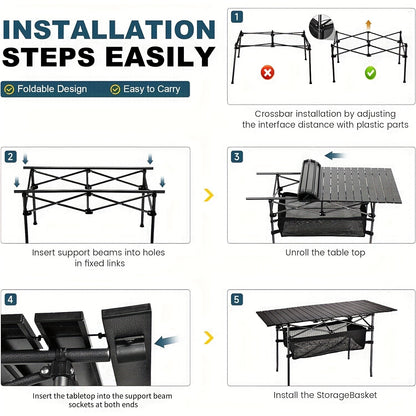 Table de camping pliante avec sac de transport – Table d'extérieur légère et portable, 3 tailles disponibles pour le camping, la plage, le pique-nique, le barbecue, le jardin, le bateau et les voyages, installation et rangement faciles