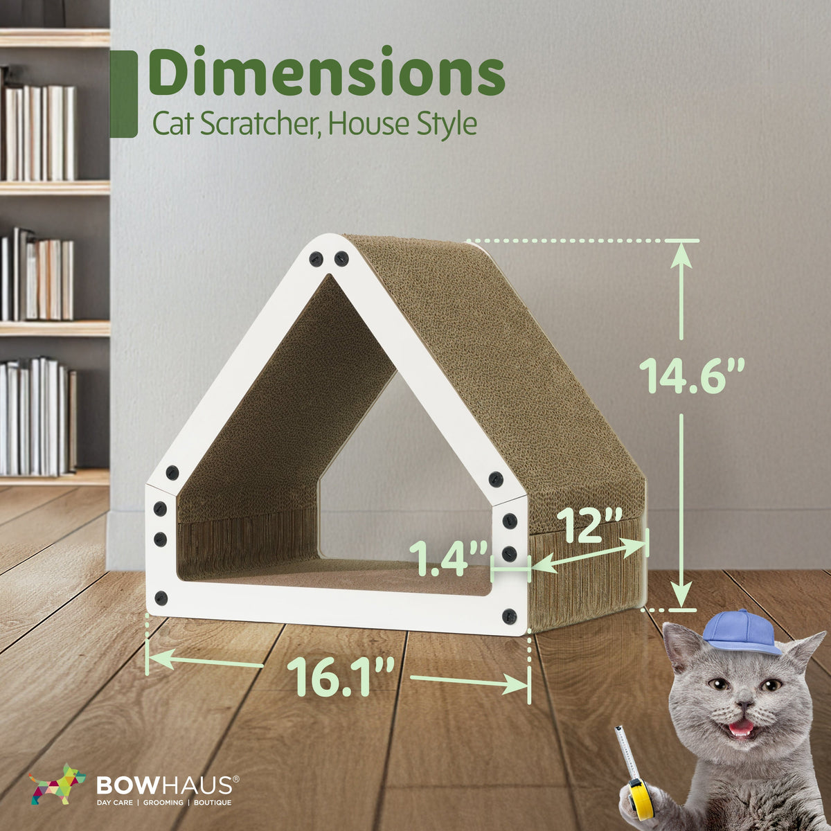 Griffoir et transat pour chat en forme de grande maison – Griffoir réversible en carton à 5 couches, 40,6 x 35,6 x 30,5 cm, protège les meubles, pour chats d'intérieur de toutes tailles, marron/blanc