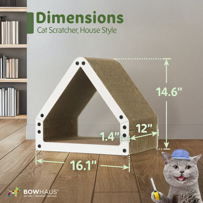Griffoir et transat pour chat en forme de grande maison – Griffoir réversible en carton à 5 couches, 40,6 x 35,6 x 30,5 cm, protège les meubles, pour chats d'intérieur de toutes tailles, marron/blanc