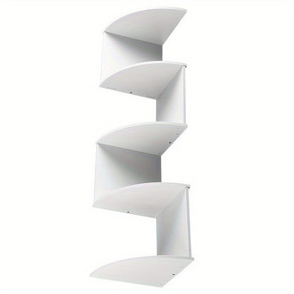 Étagère d'angle murale à 5 niveaux – Bibliothèque flottante et étagère de rangement pour salon, chambre et cuisine, séparateur d'angle gain de place, 5 styles disponibles