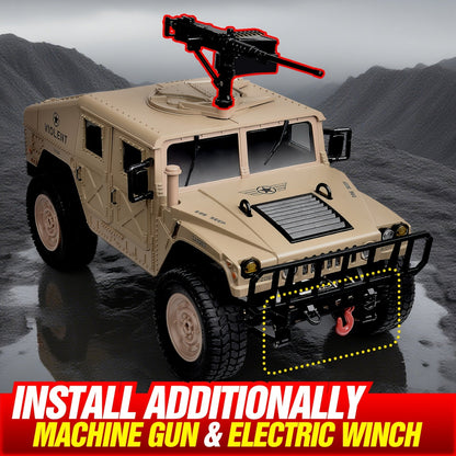 Véhicule militaire tout-terrain radiocommandé à échelle réelle C8835 pour adultes - Transmission proportionnelle, vitesse variable, franchissement, éclairage LED multi-modes, 5 portes ouvrantes, accessoires de mitrailleuse et treuil en option