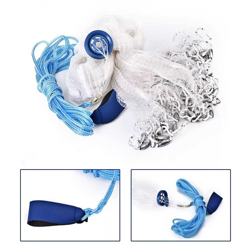 Épervier de pêche 8 pi/10 pi pour la capture d'appâts – Filet en monofilament de nylon robuste avec plombs en zinc haute résistance, conception à lancer facile pour la pêche américaine en eau douce et en mer, émerillon en acier 240/300