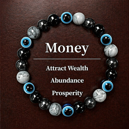 Ensemble de 9 bracelets superposés en pierre naturelle et perles de verre – Bracelets en perles faits main de 8 mm avec détails en alliage de zinc, bijoux empilables élégants pour femmes, cadeau idéal pour les fêtes, banquets et festivals