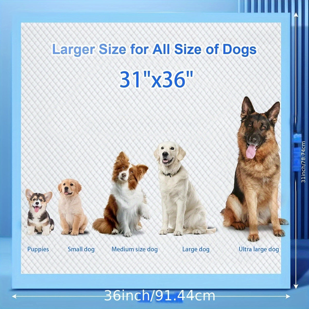 Tapis de propreté XXXL pour chiens, extra larges, 8 couches, super absorbants et anti-fuites – Alèses jetables pour chiots, idéales pour voitures, cages et canapés, tailles multiples 80x120 cm, 80x90 cm, 145x80 cm