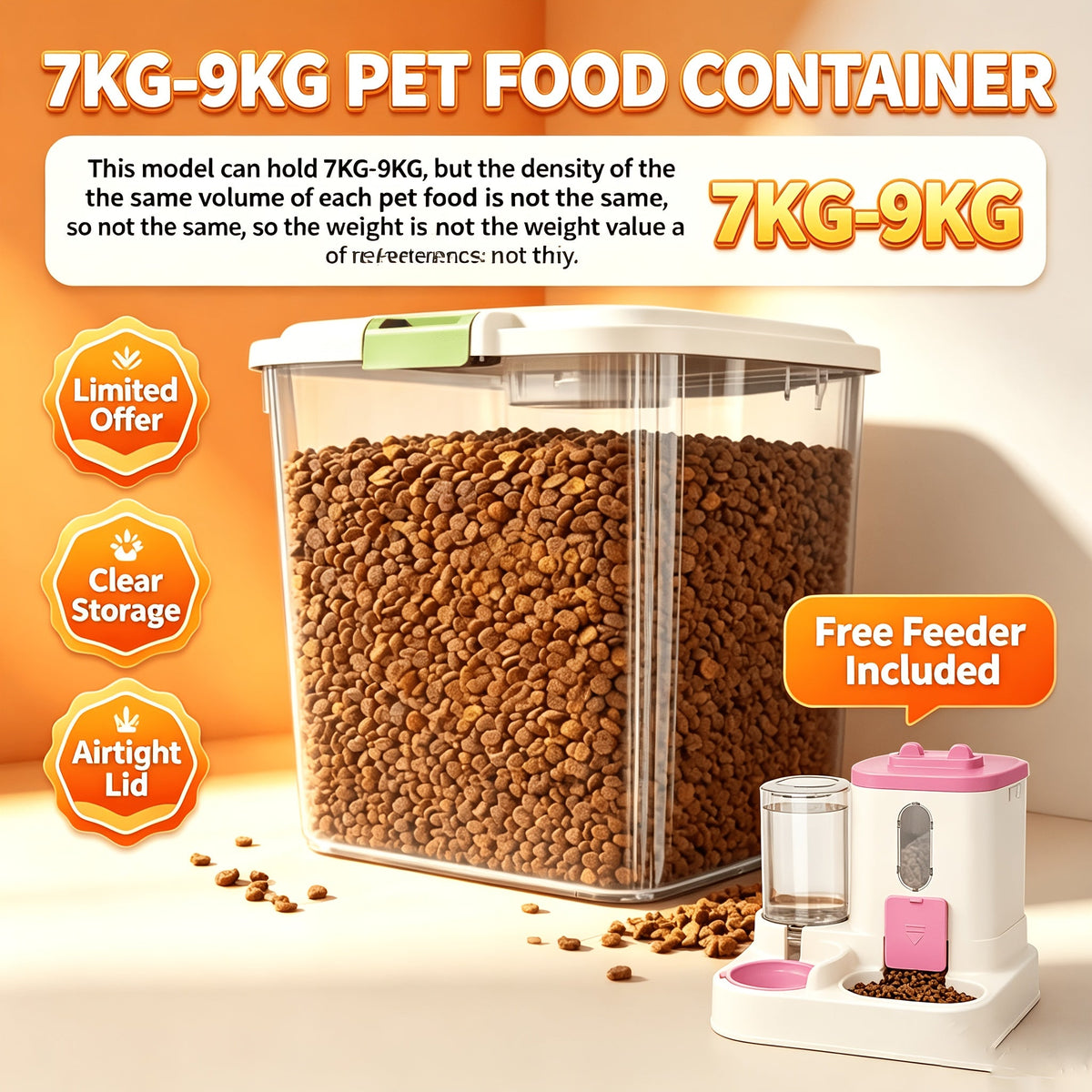 Conteneur de stockage mobile pour nourriture pour animaux avec couvercle hermétique – Bac alimentaire transparent sur roulettes pour croquettes pour chiens et chats, riz et farine, 3 options de capacité de 2,5 à 15 kg, écuelle incluse