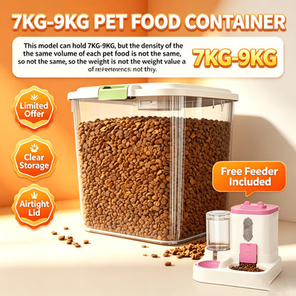 Conteneur de stockage mobile pour nourriture pour animaux avec couvercle hermétique – Bac alimentaire transparent sur roulettes pour croquettes pour chiens et chats, riz et farine, 3 options de capacité de 2,5 à 15 kg, écuelle incluse
