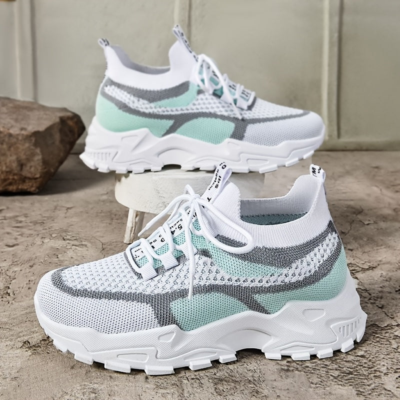Baskets basses décontractées pour femme avec semelle épaisse en PVC – Tennis légères et respirantes pour la salle de sport, le running et le quotidien | Chaussures de sport pour femme, tailles US 5-10, disponibles en vert, noir, rose et bleu