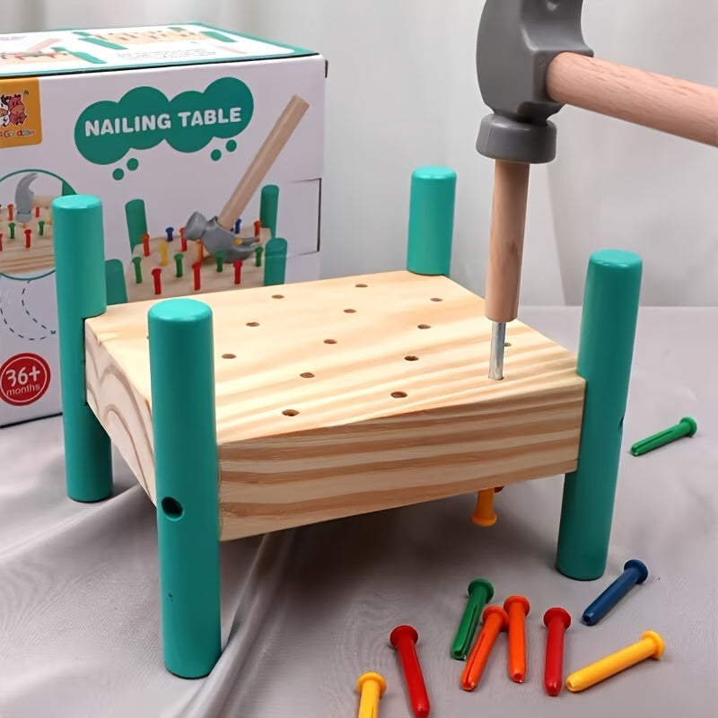 Jouet à marteler pour tout-petits, set de clous à frapper cinq couleurs, reconnaissance des couleurs, coordination œil-main, jouet éducatif STEM interactif parent-enfant, cadeau d'anniversaire ou de Noël pour enfants