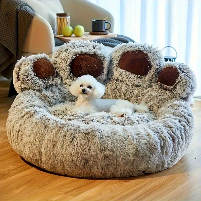 Panier pour animaux en forme de patte d'ours, peluche douce et chaude, lit douillet façon canapé rembourré pour chiens et chats, 6 couleurs : gris, rose, café, tailles M, L, XL, XXL, XXXL, lit d'hiver confortable pour chien et chat