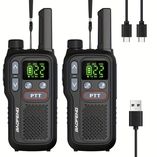 Talkie-walkie longue portée Baofeng BF-T18 pour adultes – Radio bidirectionnelle FRS avec alerte météo NOAA, fonction mains libres VOX, rechargeable USB-C 1500 mAh, lampe de poche LED pour la randonnée, le camping et les aventures en plein air