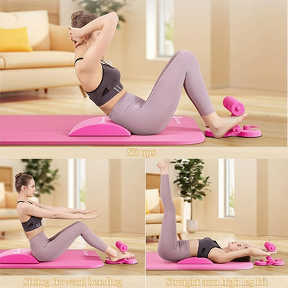 Barre de redressements assis portable – Conception réglable en 3 sections, double ventouse et bandes de résistance, équipement de fitness léger pour le renforcement abdominal à domicile, idéal pour les petits espaces