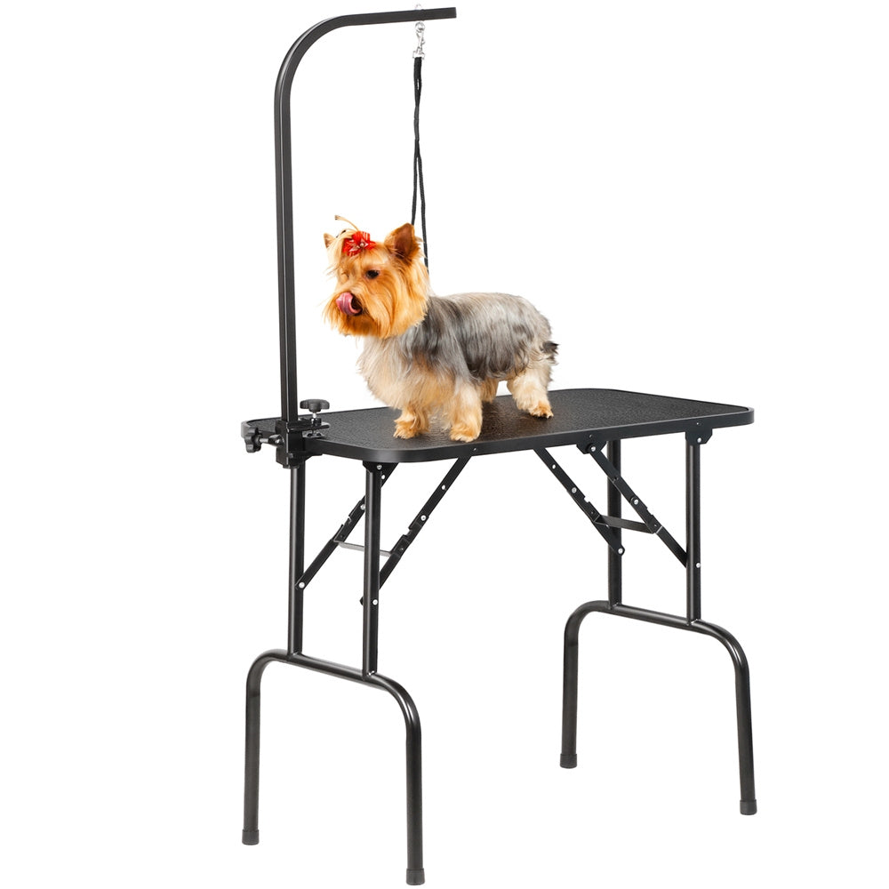 Table de toilettage pliable pour chiens et chats , bras réglable en hauteur avec surface antidérapante et imperméable et pieds pliants, station de beauté pour animaux portable pour la maison et les professionnels