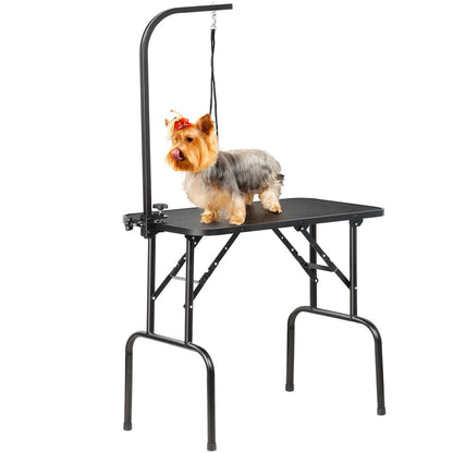 Table de toilettage pliable pour chiens et chats , bras réglable en hauteur avec surface antidérapante et imperméable et pieds pliants, station de beauté pour animaux portable pour la maison et les professionnels