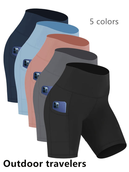 Shorts de yoga taille haute pour femmes, shorts de cyclisme hautement élastiques et absorbant la transpiration avec contrôle du ventre, shorts de sport extensibles pour l'entraînement, la course, la salle de sport, le fitness et le quotidien