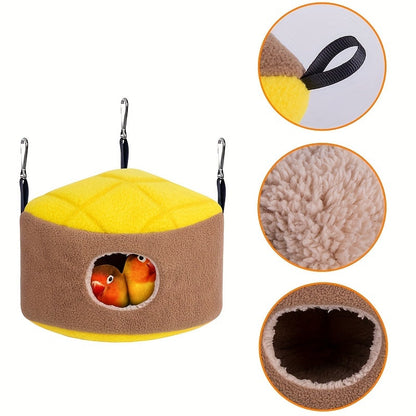 Cabane douillette d'hiver pour cage à oiseaux - Nid suspendu chaud et confortable pour perroquets, perruches, calopsittes et inséparables - Hamac en peluche douce pour cage à oiseaux