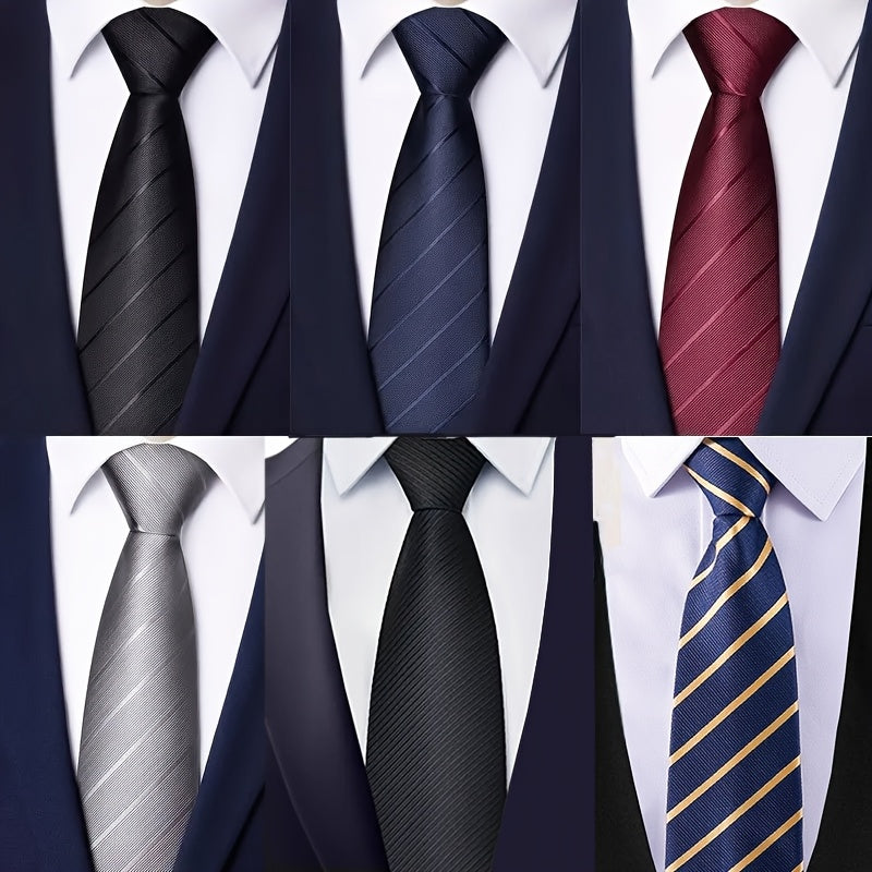 Lot de 6 cravates zippées pour hommes - Cravates pré-nouées noir, bleu marine et bordeaux pour mariage, affaires, entretiens d'embauche et remise de diplômes, coffret cadeau avec cravates ajustables à clipser pour hommes et garçons