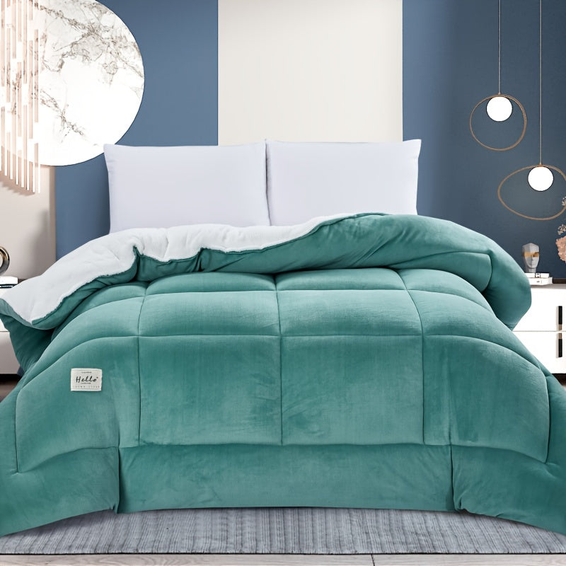 Couette toutes saisons – Douce et épaisse, piquage en damier, couleur unie, ultra-respirante, lavable en machine, pour l'automne, l'hiver et le printemps, tailles simple, double, grand lit et très grand lit