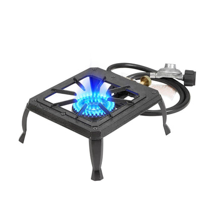 Réchaud de camping portable au propane à 1 ou 2 brûleurs - Réchaud à gaz d'extérieur avec régulateur et tuyau certifiés CSA pour le camping, le barbecue, le brassage maison, la friture de dinde et la cuisine de patio