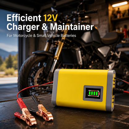 Chargeur et mainteneur de batterie de voiture intelligent 12V, chargeur d'entretien intelligent avec désulfatation et compensation de température pour batteries de 2Ah-100Ah – Compatible avec voiture, camion, moto et tondeuse à gazon