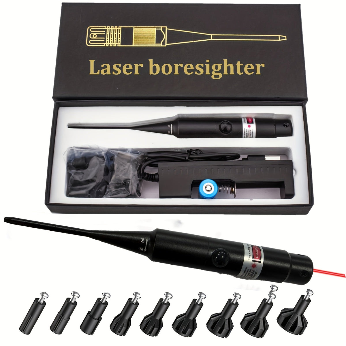 Kit laser de réglage de tir rouge/vert avec 8 ou 32 adaptateurs, universel multi-calibre de 0.17 à 12GA pour fusil, pistolet et fusil de chasse - Outil tactique de mise à zéro d'arme