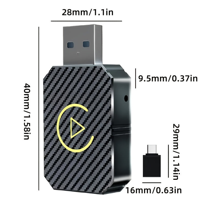 Mini adaptateur CarPlay sans fil, version améliorée 2025 – Dongle Plug & Play pour convertir le CarPlay filaire en sans fil pour Apple iPhone et Android, faible latence, connexion rapide et stable, aucune batterie requise, jeu de ports USB inclus