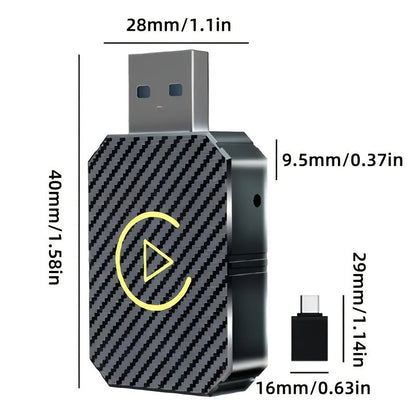 Mini adaptateur CarPlay sans fil, version améliorée 2025 – Dongle Plug & Play pour convertir le CarPlay filaire en sans fil pour Apple iPhone et Android, faible latence, connexion rapide et stable, aucune batterie requise, jeu de ports USB inclus